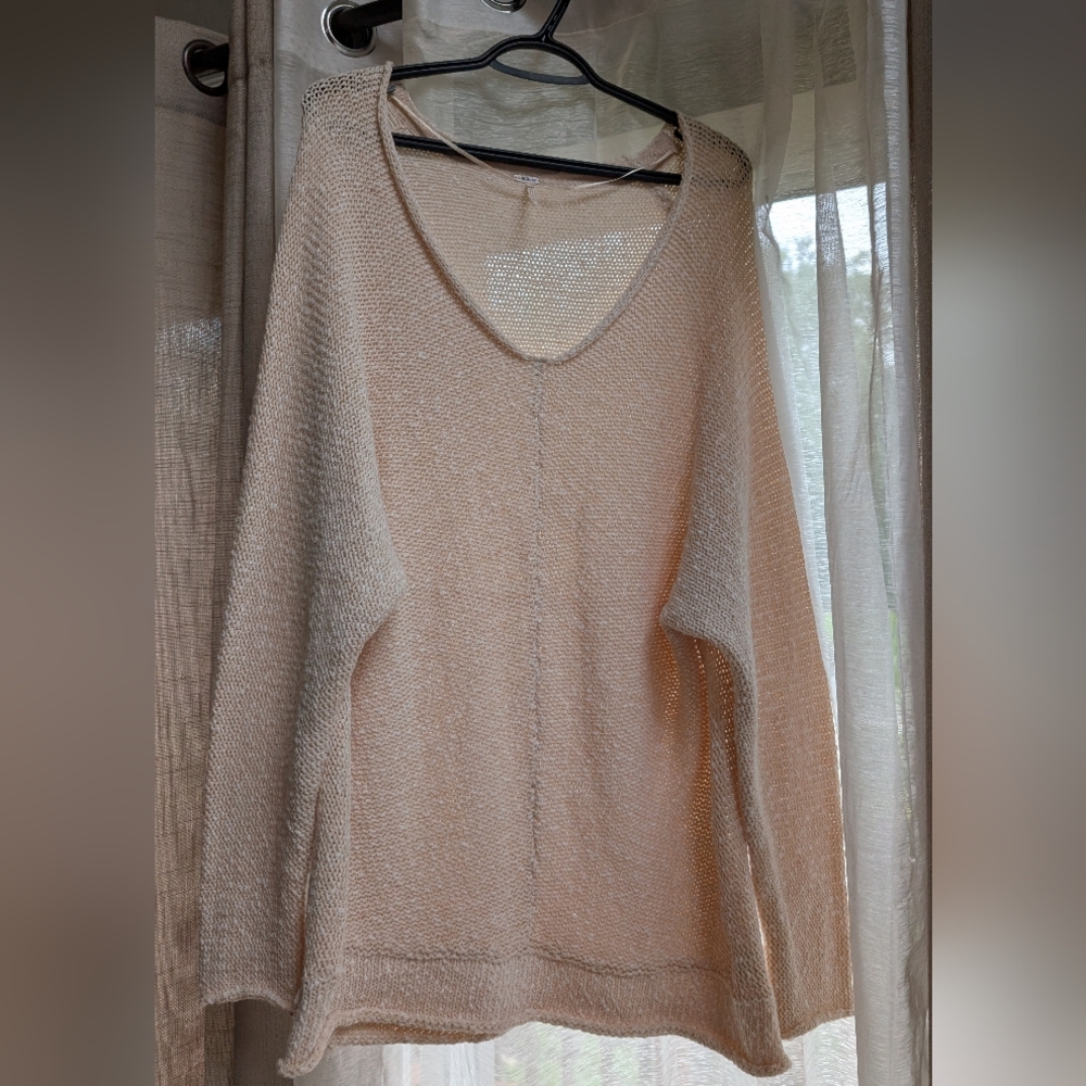 Free People Cream V-Neck Sweater